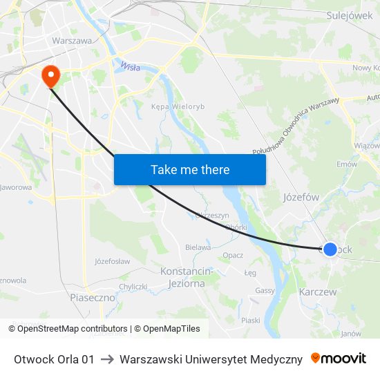 Otwock Orla 01 to Warszawski Uniwersytet Medyczny map