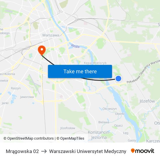 Mrągowska 02 to Warszawski Uniwersytet Medyczny map