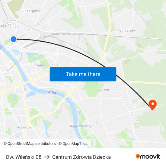 Dw. Wileński 08 to Centrum Zdrowia Dziecka map