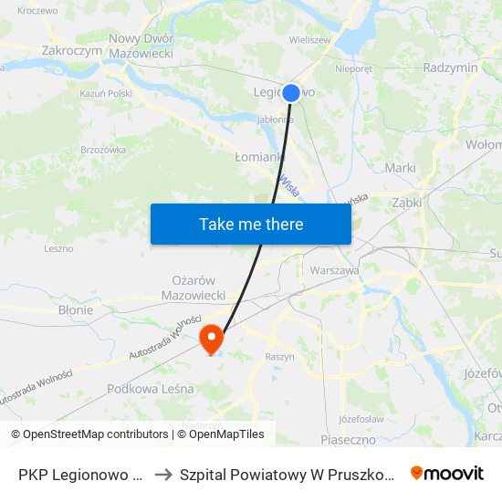 PKP Legionowo 01 to Szpital Powiatowy W Pruszkowie map