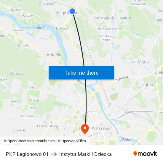 PKP Legionowo 01 to Instytut Matki I Dziecka map