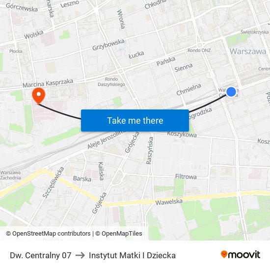 Dw. Centralny 07 to Instytut Matki I Dziecka map