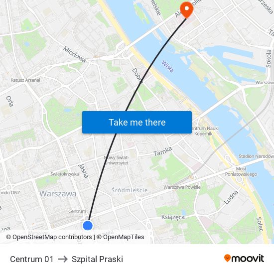 Centrum 01 to Szpital Praski map