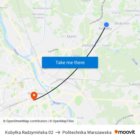 Kobyłka Radzymińska 02 to Politechnika Warszawska map