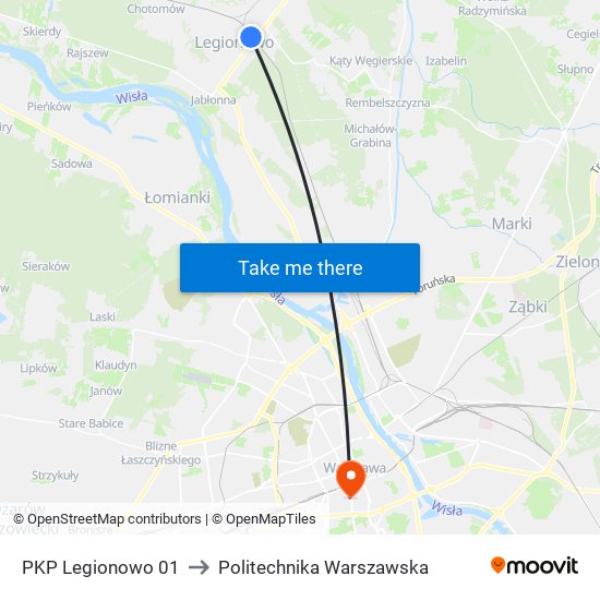 PKP Legionowo 01 to Politechnika Warszawska map