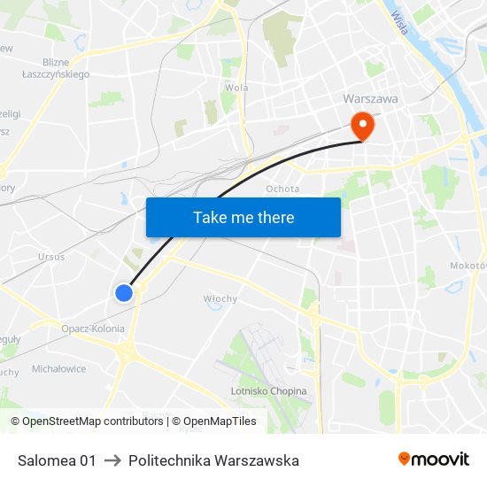 Salomea 01 to Politechnika Warszawska map