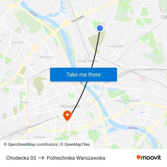 Chodecka to Politechnika Warszawska map