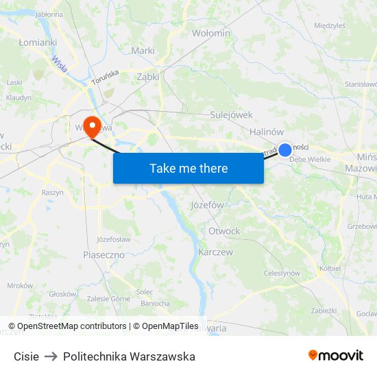 Cisie to Politechnika Warszawska map