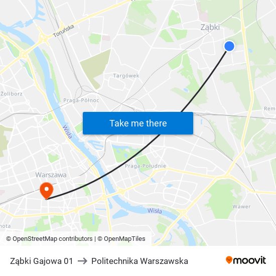 Ząbki Gajowa 01 to Politechnika Warszawska map