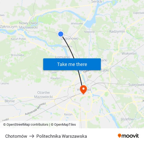 Chotomów to Politechnika Warszawska map