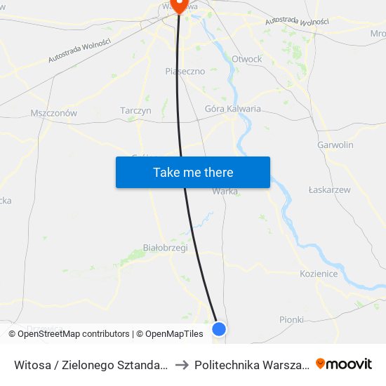 Witosa / Zielonego Sztandaru (Nż) to Politechnika Warszawska map