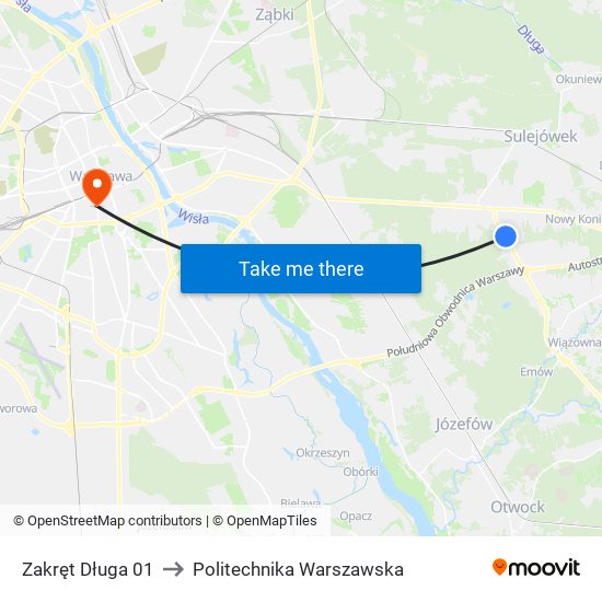 Zakręt Długa 01 to Politechnika Warszawska map