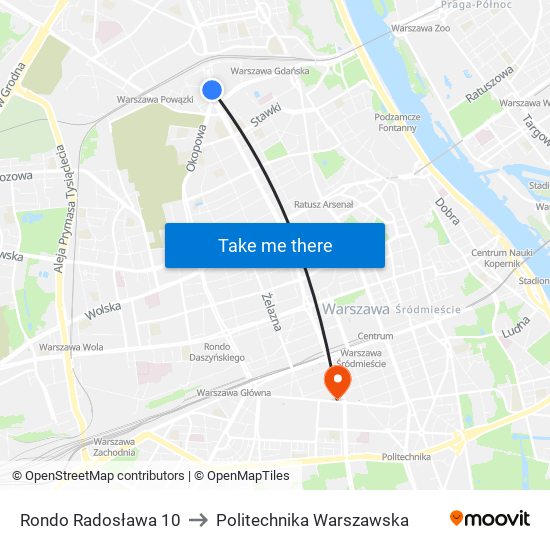 Rondo „Radosława” to Politechnika Warszawska map