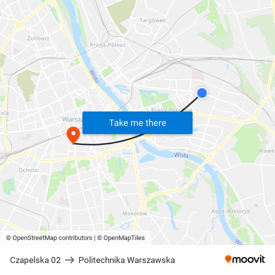 Czapelska to Politechnika Warszawska map