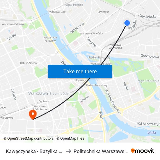 Kawęczyńska - Bazylika 01 to Politechnika Warszawska map