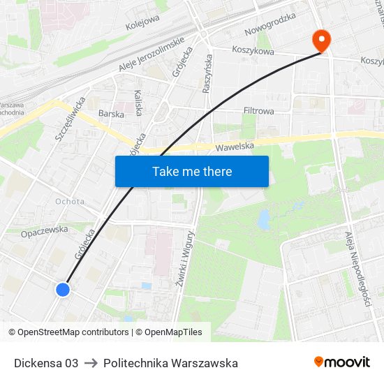 Dickensa 03 to Politechnika Warszawska map