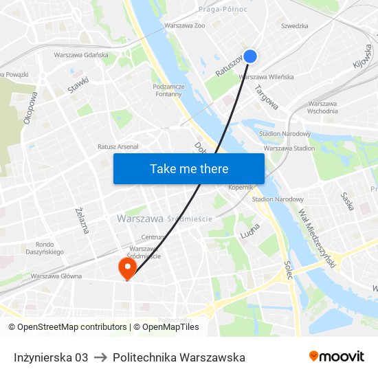 Inżynierska 03 to Politechnika Warszawska map