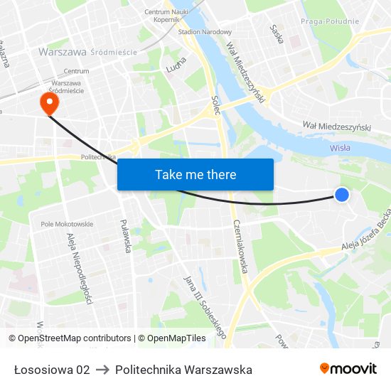 Łososiowa to Politechnika Warszawska map