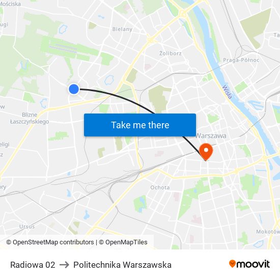 Radiowa 02 to Politechnika Warszawska map