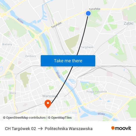 CH Targówek 02 to Politechnika Warszawska map