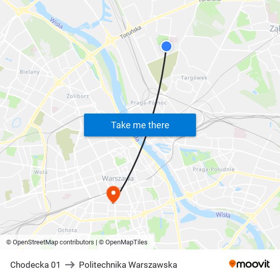 Chodecka to Politechnika Warszawska map