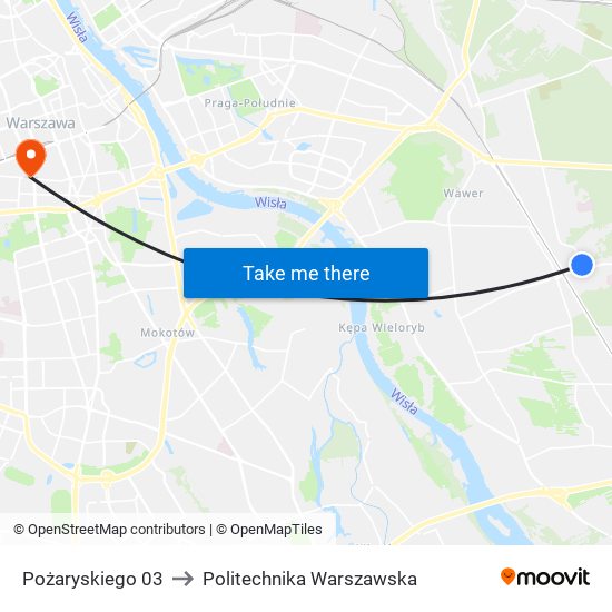 Pożaryskiego to Politechnika Warszawska map