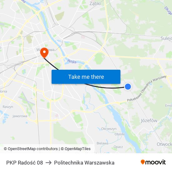 PKP Radość 08 to Politechnika Warszawska map