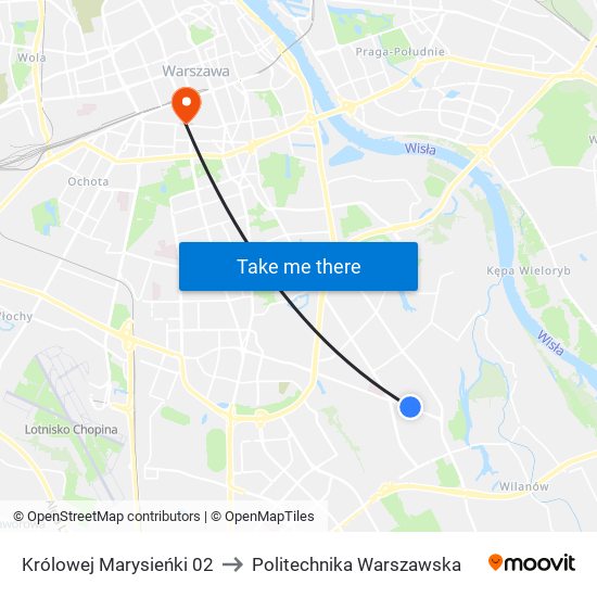 Królowej Marysieńki 02 to Politechnika Warszawska map