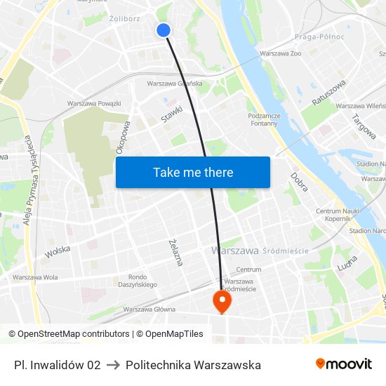 Pl. Inwalidów 02 to Politechnika Warszawska map