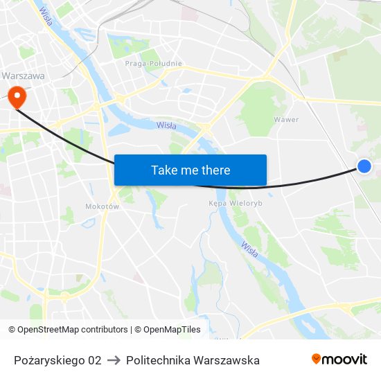 Pożaryskiego to Politechnika Warszawska map