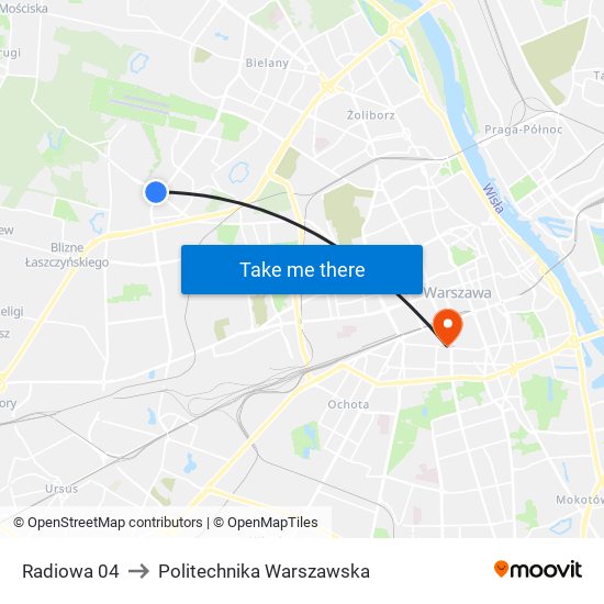 Radiowa 04 to Politechnika Warszawska map