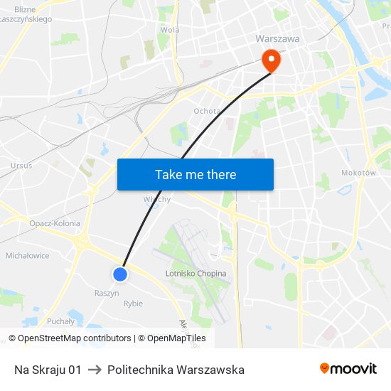 Na Skraju 01 to Politechnika Warszawska map