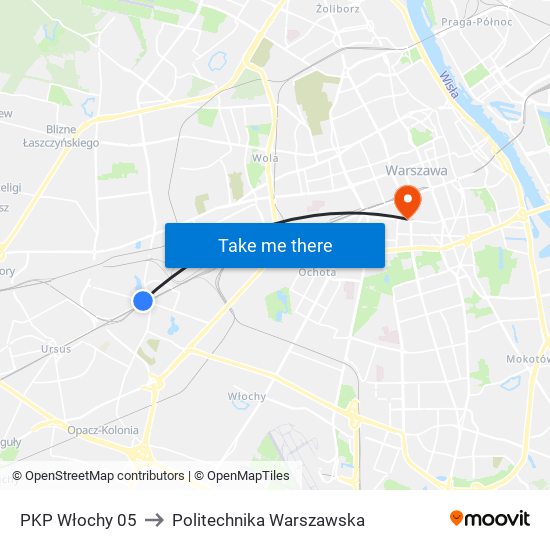 PKP Włochy 05 to Politechnika Warszawska map