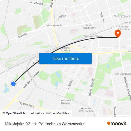 Mikołajska to Politechnika Warszawska map