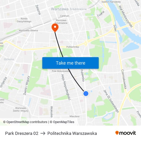 Park Dreszera 02 to Politechnika Warszawska map