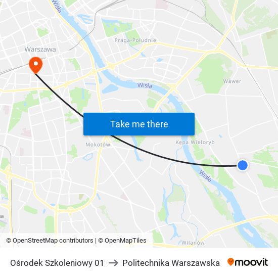 Ośrodek Szkoleniowy 01 to Politechnika Warszawska map