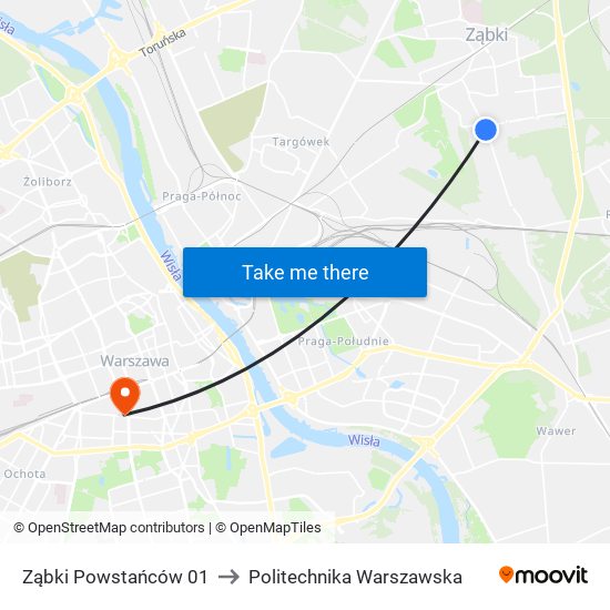 Ząbki Powstańców 01 to Politechnika Warszawska map