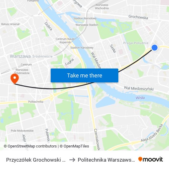 Przyczółek Grochowski to Politechnika Warszawska map