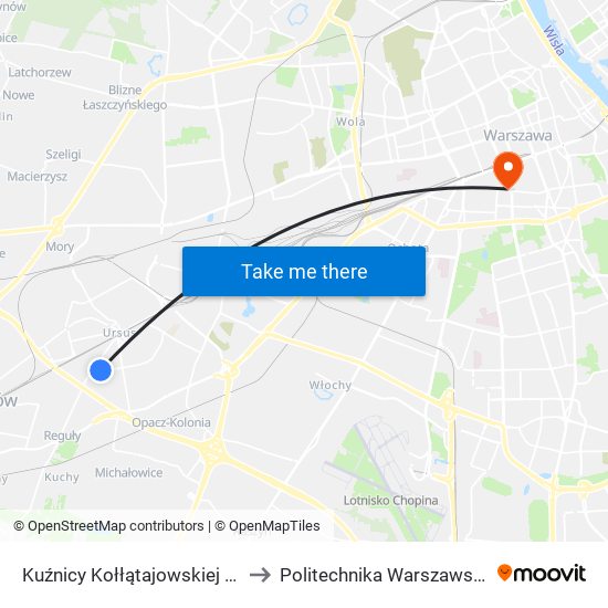 Kuźnicy Kołłątajowskiej 01 to Politechnika Warszawska map