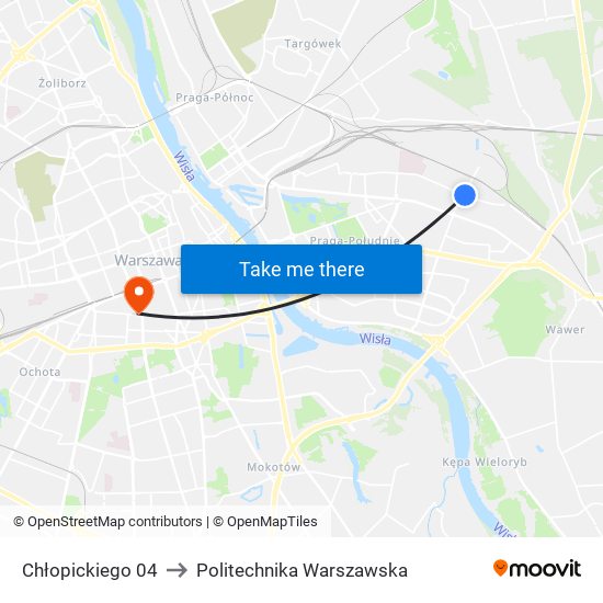 Chłopickiego to Politechnika Warszawska map