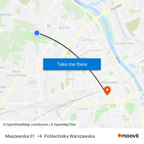 Maszewska to Politechnika Warszawska map