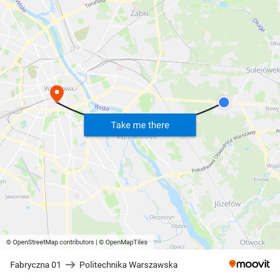 Fabryczna 01 to Politechnika Warszawska map