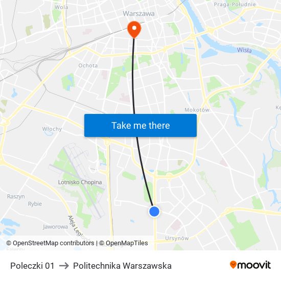 Poleczki to Politechnika Warszawska map