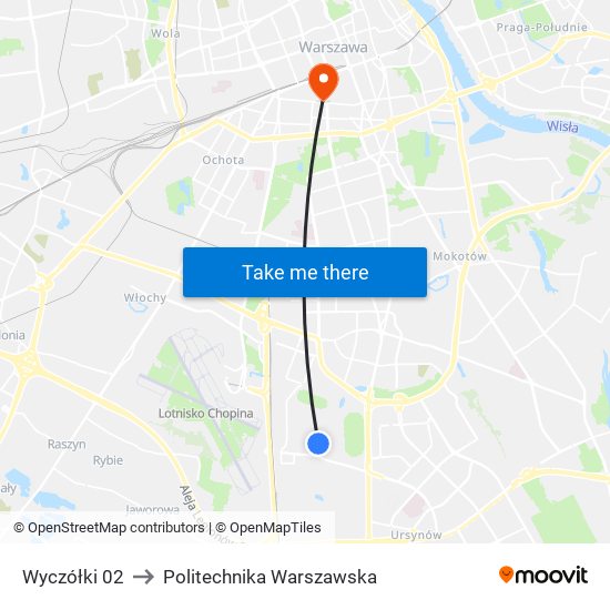 Wyczółki 02 to Politechnika Warszawska map