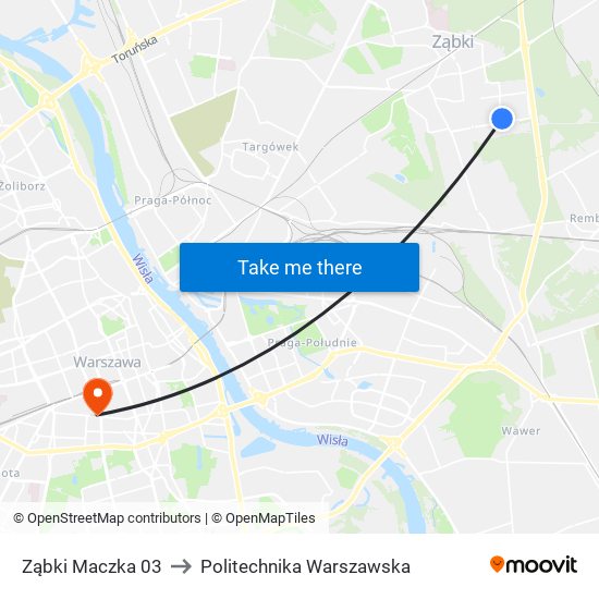 Ząbki Maczka 03 to Politechnika Warszawska map