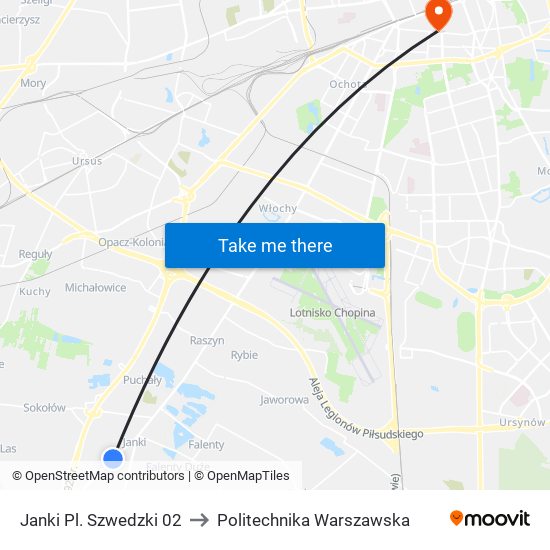 Janki Pl. Szwedzki 02 to Politechnika Warszawska map