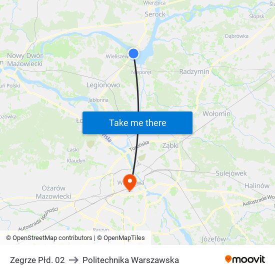 Zegrze Płd. 02 to Politechnika Warszawska map