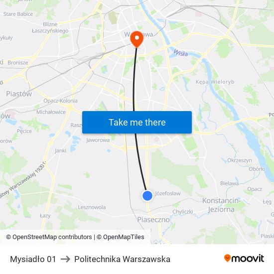 Mysiadło to Politechnika Warszawska map