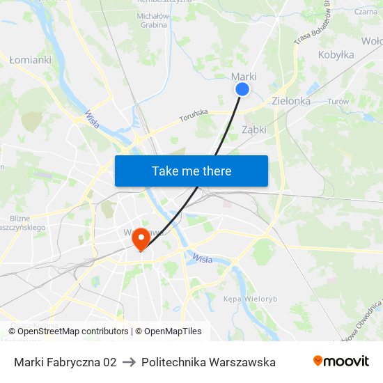 Marki Fabryczna 02 to Politechnika Warszawska map