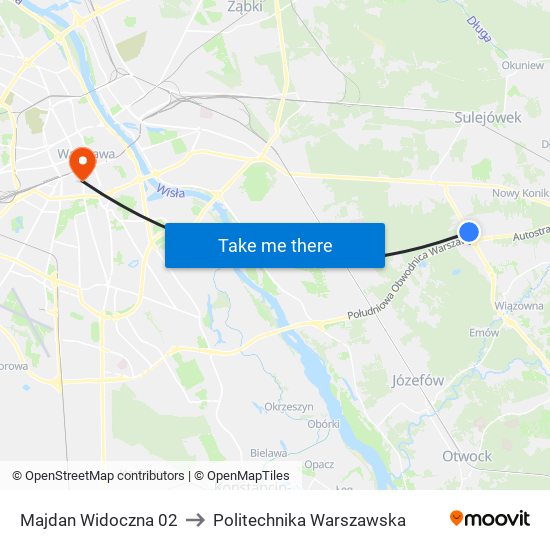 Majdan Widoczna 02 to Politechnika Warszawska map